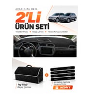 e-biz VOLKSWAGEN TİGUAN (2016-2023) Uyumlu Torpido Örtüsü + Tay Tüyü Çanta - Siyah-Gri - VW024
