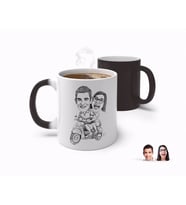 BK Gift Kişiye Özel Karakalem Sevgililer Sihirli Kupa Bardak-10 (Beyaz)