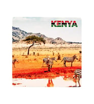 Kenya Temalı Ahşap Bardak Altlığı (Çok Renkli)