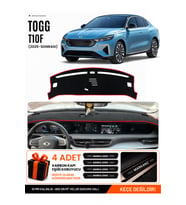 TOGG T10F (2025 VE SONRASI) Uyumlu Torpido Örtüsü Torpido Kılıfı - Siyah Kırmızı