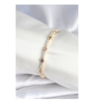 Mey İthalat® Pirinç Gold Renk Zirkon Taşlı Kadın Bileklik