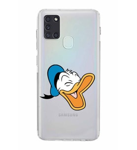 Samsung Galaxy A21s  Kamera Korumalı  Kapak Donald Duck Tasarımlı  Şeffaf Kılıf