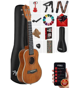Maxword MU-24 PRO Yüksek Kaliteli Maun Concert Ukulele Seti