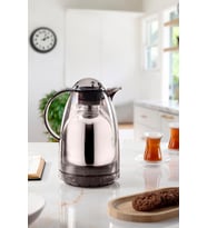 1.5 LT Isı Yalıtımlı Çay Ve Soğuk Su Termosu Füme (12 Saat Sıcak Tutar& İçi Camdır)