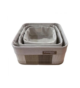 Cooker Kare Gri Sepet Seti 3'lü 25x25x12 cm