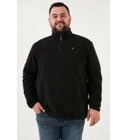 Buratti Regular Fit Anti-Pilling Büyük Beden Dik Yaka Kışlık Şardonlu Polar Erkek POLAR 5906001B (Siyah)