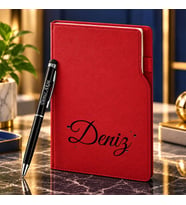 BK Gift Kişiye Özel 374 Termo Deri Tarihli Ajanda & Siyah Touch Pen Tükenmez Kalem-3