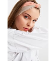 Bej-Somon Kadın Fenomen Style Pamuklu Penye, Kaymaz, Yumuşak, Esnek, Saç Bandı Bandana (Çok Renkli)