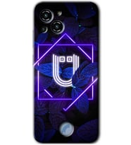 Reeder S23 Pro Max Kılıf HD Desen Baskılı Arka Kapak - Dark Neon Yaprak Ü Harfi