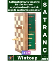 #Satranç Manyetik Seyahat Tipi Mini Mıknatıs Taşlı Ahşap Katlanabilir Kutulu Satranç Oyunu 35 Cm