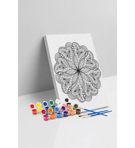 Çiçek Desenli Mandala Tuval Boyama Seti 40x50 cm
