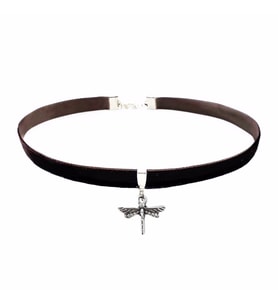 Kahverengi Kadife Yusufcuk Choker Kolye