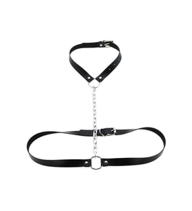 Kadın Siyah Deri Harness Aksesuar Seti