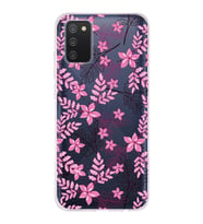 Samsung Galaxy A02s Uyumlu Kapak Floral Pembe Tasarımlı Şeffaf Silikon Kılıf