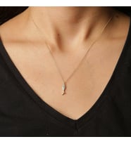 Mineli Minimal Balık Kolye (Altın)
