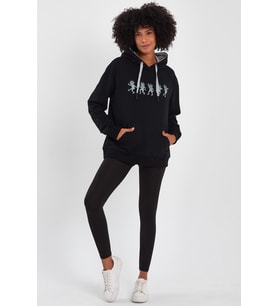 ALEXANDERGARDI BASKILI KAPÜŞONLU COMFORT FİT SWEATSHIRT (E22-757A-02) (Siyah)