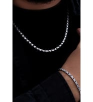 Erkek Çelik Kolye Bileklik Set - Pullu Model Çelik Kolye Bileklik Set
