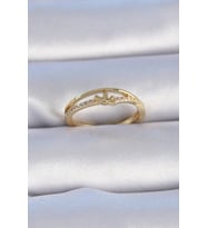 Pirinç Gold Renk Zirkon Taşlı Kalp Model Kadın Yüzük TJ-BYK3302