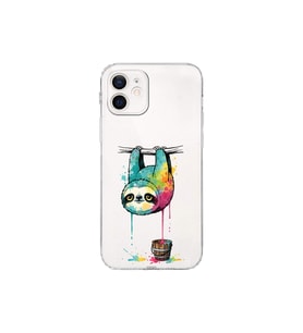 iPhone 12 ile Uyumlu Splash Tembel Hayvan Tasarımlı Şeffaf Silikon Kılıf