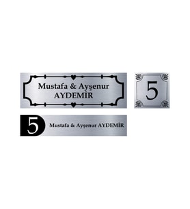 Kişiye Özel Kapı İsimliği Kapı Numarası & Posta Kutusu İsimliği Model 6 (Gümüş)