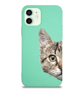 Apple iPhone 12 Mini Uyumlu Lansman Kılıf Catface Tasarımlı Altı Kapalı İçi Kadife Kaplı  Kapak (Şeffaf)