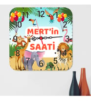 Safari Temalı Kare Duvar Saati