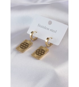 316L Çelik Gold Renk Lotus İşleme Kadın Küpe
