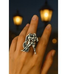 Kova Burcu Simgeli Unisex Ayarlanabilir Metal Yüzük