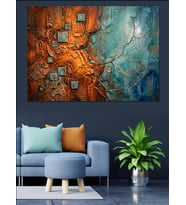 Paslı Metal Dokulu Modern Sanat Dekoratif Kanvas - Mdf Ahşap Tablo