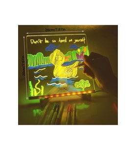 Renkli LED Işıklı Çizim Tahtası 20x20cm, Yaratıcı ve Eğlenceli Tasarım
