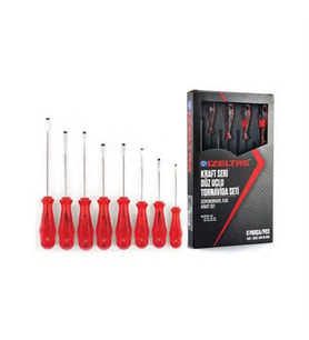 İzeltaş 4100 00 8108 Kraft Düz Tornavida Seti 8 Parça