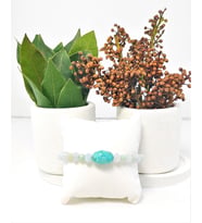 AMAZONİT AKUAMARİN FASET KESİM ÖRME BİLEKLİK