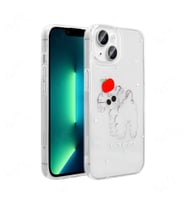 iPhone 14 Kılıf Şeffaf Figürlü Folk Sert Kılıf Sevimli Köpek