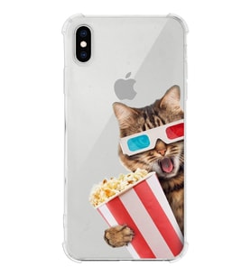PrintiFy Apple iPhone XS Uyumlu Kedi 1 Baskılı Şeffaf Köşe Korumalı Antişok Kılıf