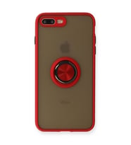 Apple İphone 7 Plus Kılıf Montreal Yüzüklü Silikon Kapak - Kırmızı