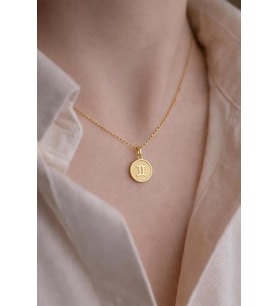 Kişiye Özel 925 Ayar Gümüş İkizler Burcu Sembol Kolye (Gold)