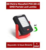 Deluxe Seri Sert Plastik Beyaz Işık 50 Metre Mesafeli Pilli 20+3 SMD Parlak Led Lamba