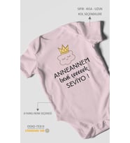Anneannem Beni Çok Seviyo! Baskılı Bebek Zıbını – Çıtçıtlı Body  %100 Pamuk Kısa Kol (Bebek Pembesi)
