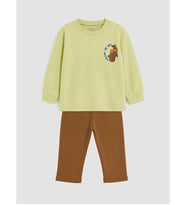 LCW baby Yeşil Baskılı Erkek Bebek Sweatshirt Ve Eşofman Altı