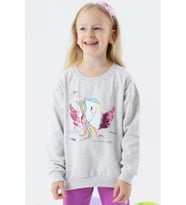 Breeze Kız Çocuk Sweatshirt Unicorn Baskılı 2-6 Yaş, Gri Melanj