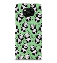 Xiaomi Poco X3 Pro Uyumlu Lansman Kılıf Panda Tasarımlı İçi Kadife Kapak-Yeşil (Şeffaf)