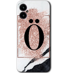 Omix X5 Kılıf HD Desen Baskılı Arka Kapak - Pembe Mermer Desenli Ö Harfi