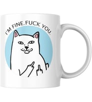 Kedi Baskılı İyiyim Ben Komik Kupa Bardak Hediyelik Çay Kahve Kupası Coffee Mug