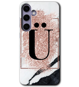 Galaxy S24 Plus Kılıf HD Desen Baskılı Kılıf - Pembe Mermer Desenli Ü Harfi