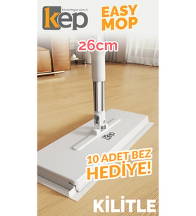Pratik Otomatik Bez Yakalayan Mop Seti, 10 Bez Hediyeli, 26 cm Çap