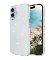Coverzone iPhone 16 Plus ile uyumlu Parlayan Simli ?effaf Z-Redos Kapak PC Materyal Y�kseltilmi? Kamera �er�evesi Sararma yapmayan ?phone 16 Plus i�in K?l?f