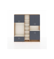 Arges Dolap 18 Raflı 8 Kapaklı Tek Askılı 220x30x243 Çam-Antrasit/Aytaşı