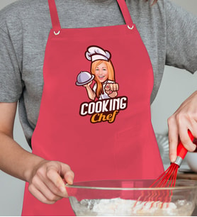 BK Gift Kişiye Özel Kadın Chef Karikatürlü Profesyonel Kırmızı Mutfak Önlüğü, Aşçı Önlüğü, Şef Önlüğü, Arkadaşa Hediye-9