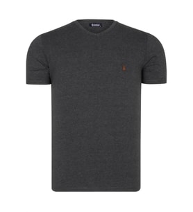T8568 DEWBERRY V YAKA ERKEK T-SHIRT-AÇIK ANTRASİT (Karışık)