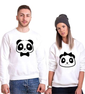 Tshirthane Panda Kurdele Papyon Sevgili Kombinleri Sweatshirt Kombini (Tek Ürün Fiyatıdır.)